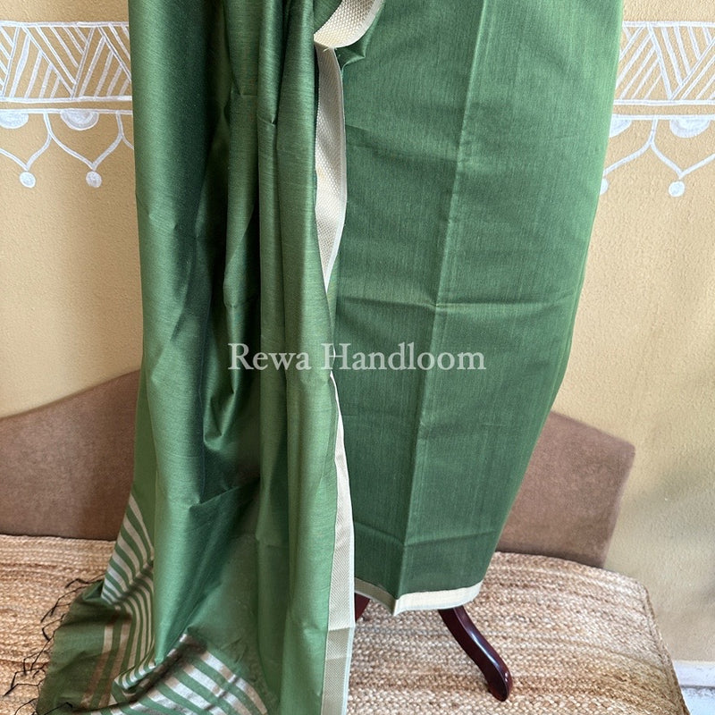Maheshwari Mehendi Green Resham Thread Dress Material RT05