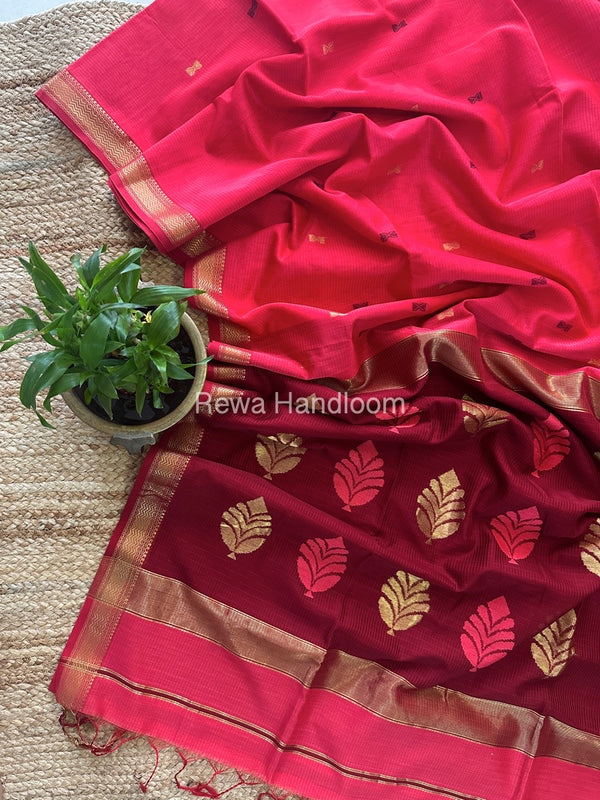  Butta Pallu Zari Border Maheshwari Saree
