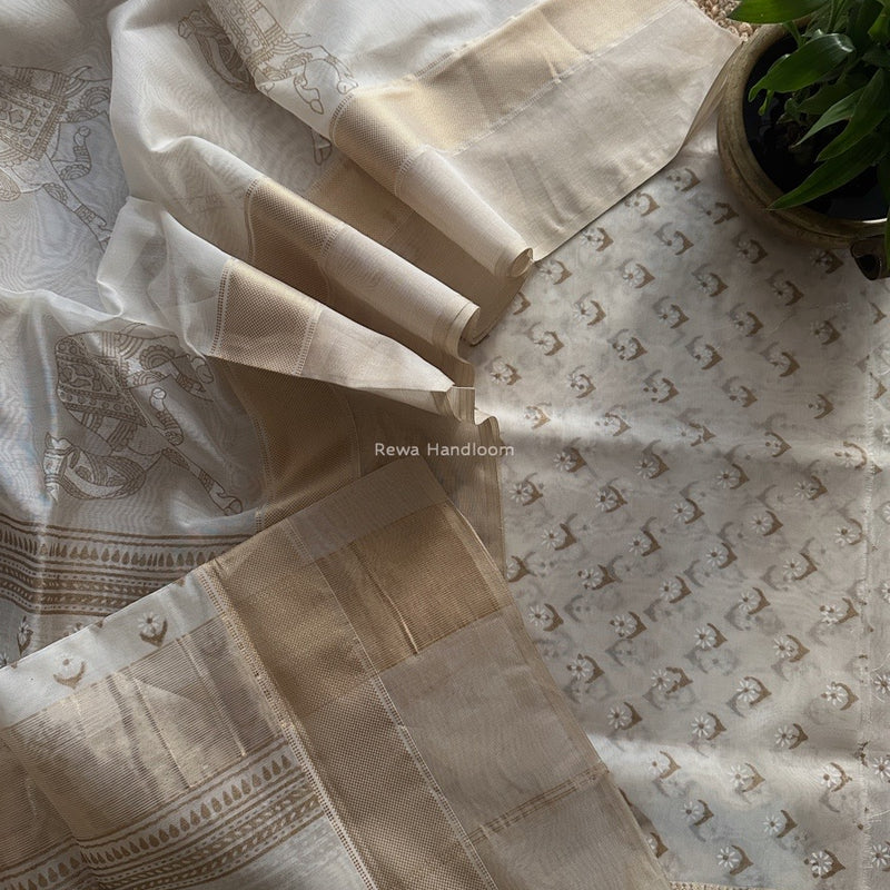 Maheshwari Handblock Print Top-Dupatta 