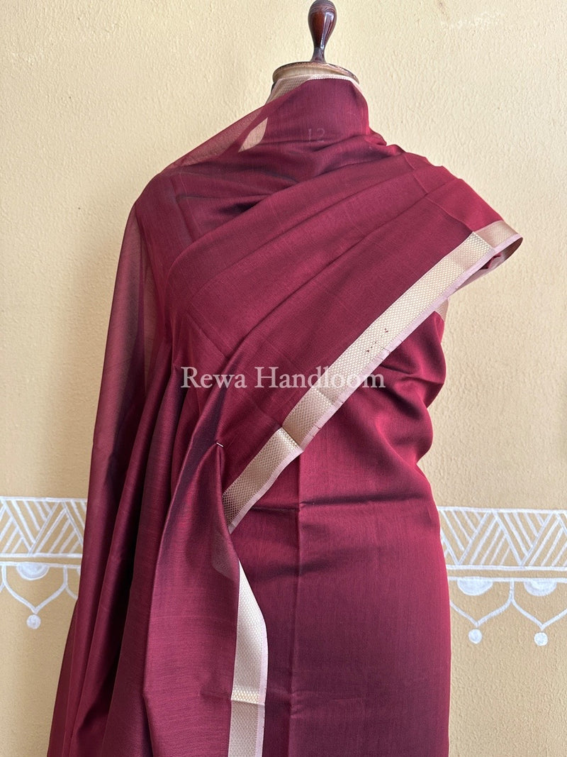 Maheshwari Maroon Resham Thread Dress Material RT06