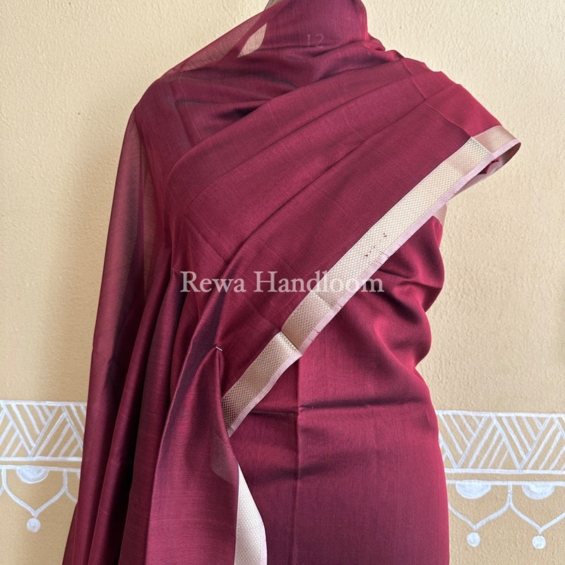 Maheshwari Maroon Resham Thread Dress Material RT06