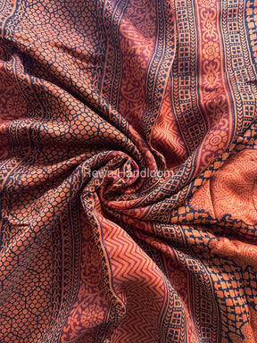 Maheshwari Orange Bagh Print Saree BPSS024