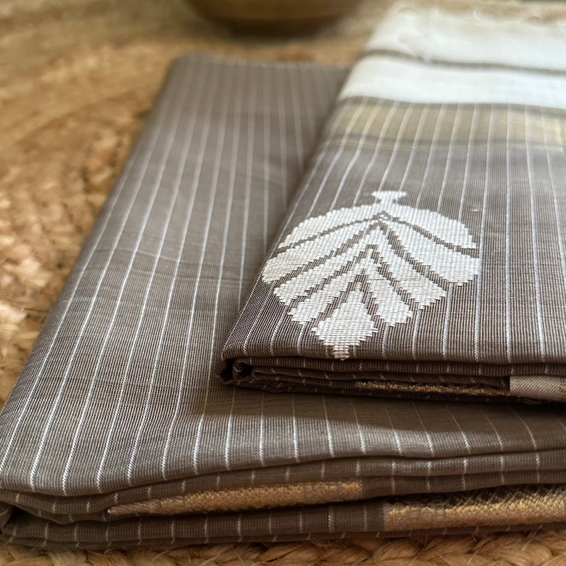 Maheshwari Grey - White Katan Top Dupatta Sets