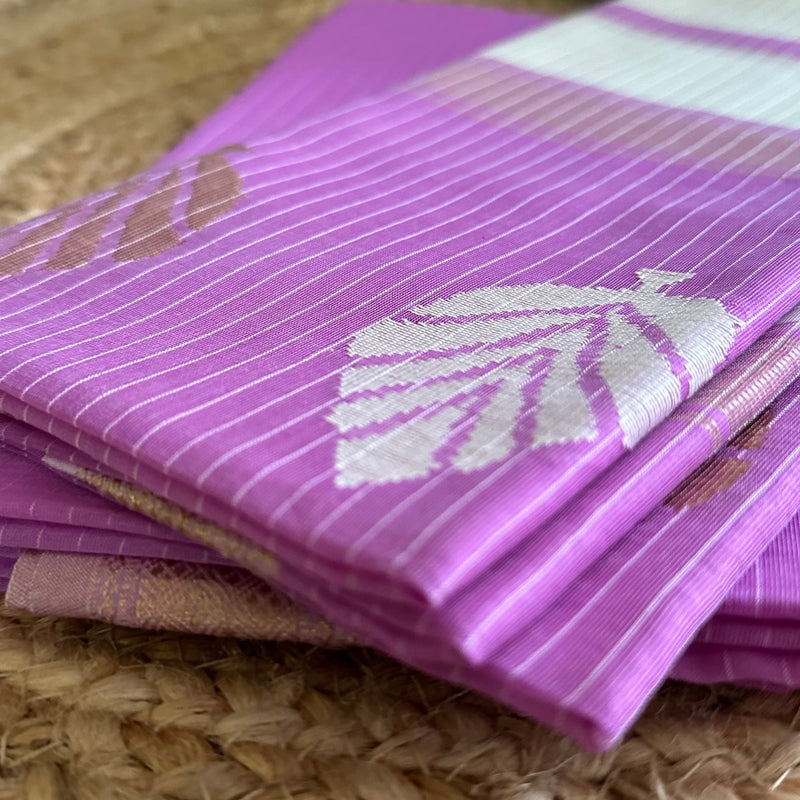 Maheshwari Lavender - White Katan Top Dupatta Sets