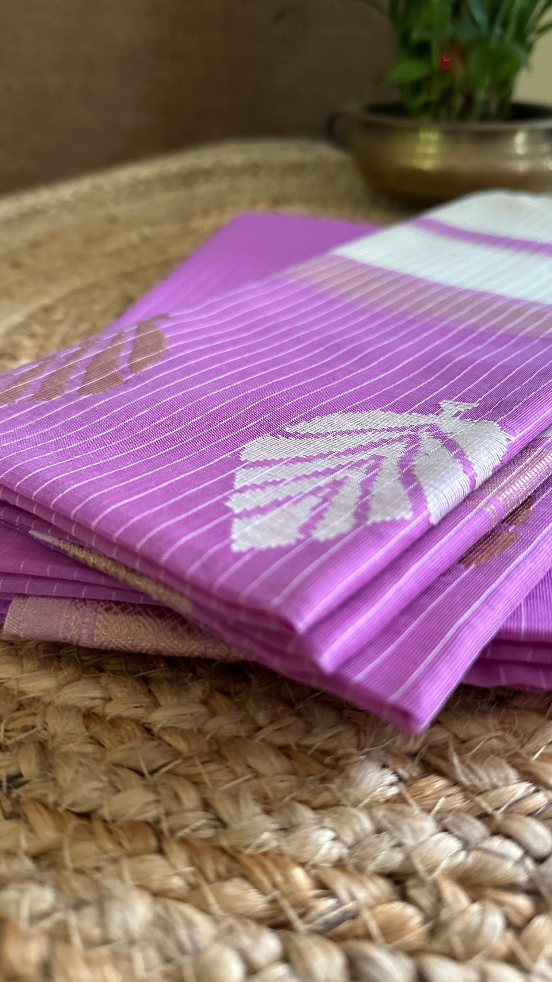 Maheshwari Lavender - White Katan Top Dupatta Sets