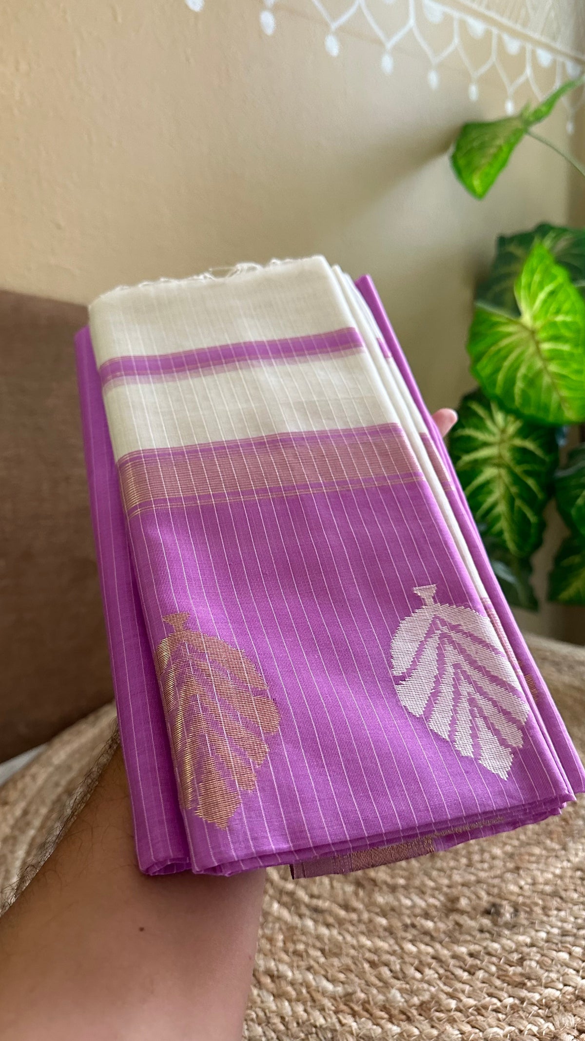 Maheshwari Lavender - White Katan Top Dupatta Sets