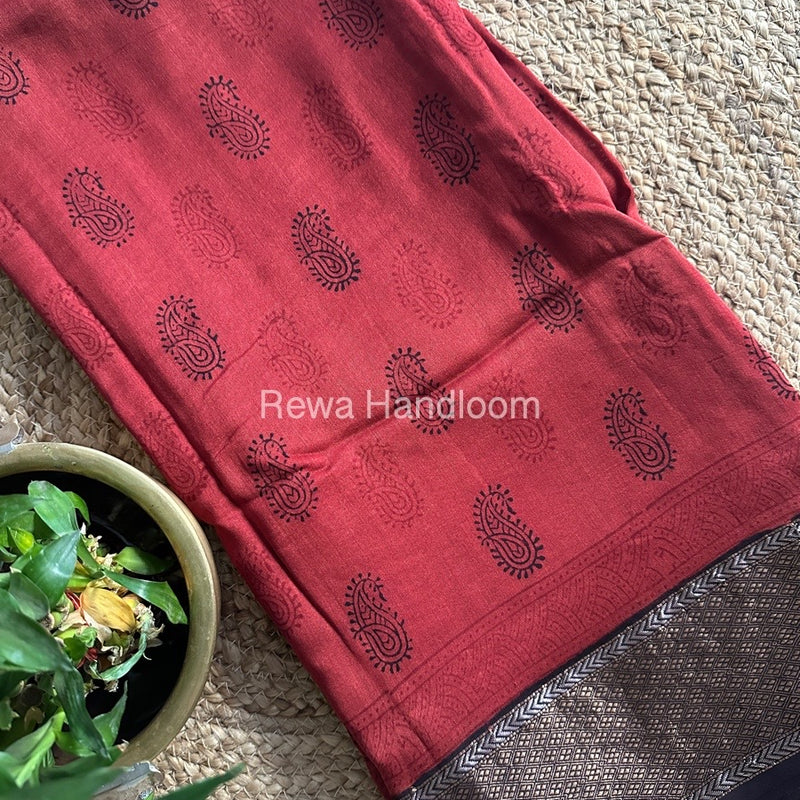 Maheshwari Maroon Bagh Print Saree BPSS050