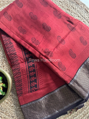 Maheshwari Maroon Bagh Print Saree BPSS050