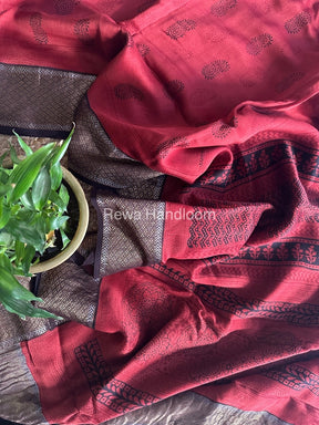 Maheshwari Maroon Bagh Print Saree BPSS050