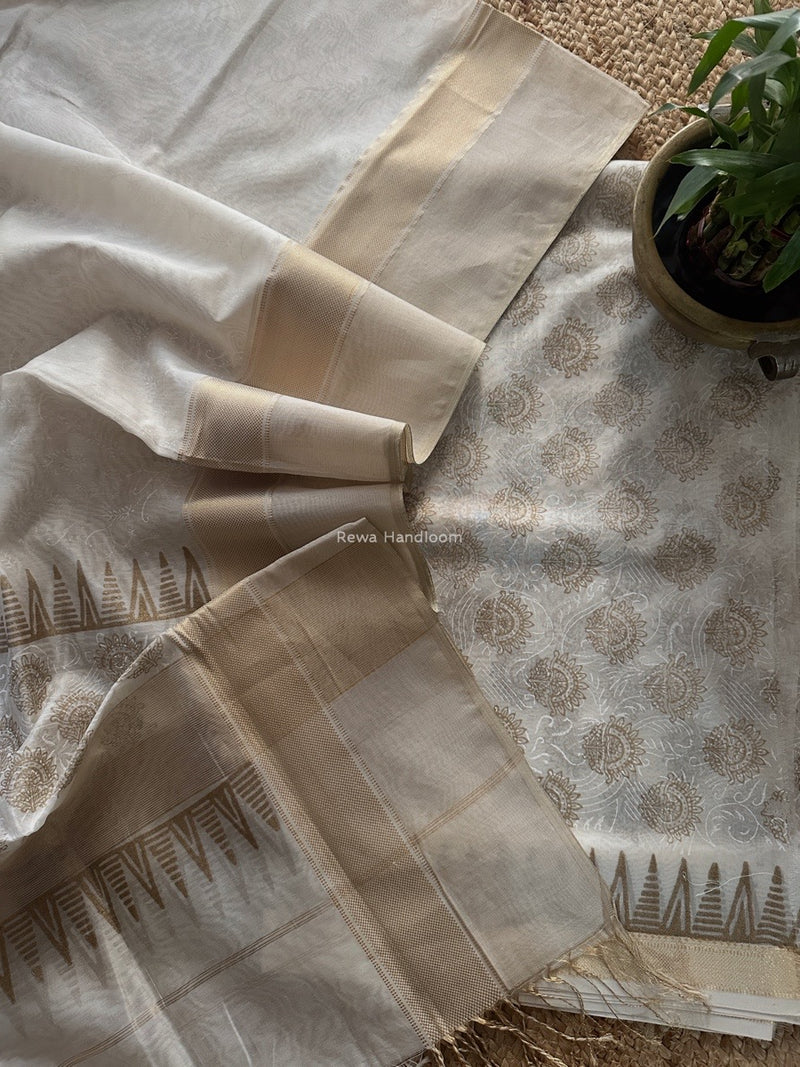 Maheshwari Handblock Print Top-Dupatta 