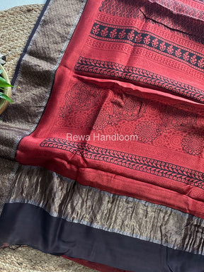 Maheshwari Maroon Bagh Print Saree BPSS050