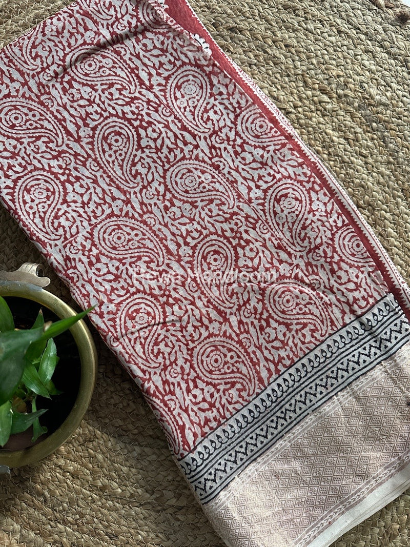 Maheshwari White Bagh Print Saree BPSS031