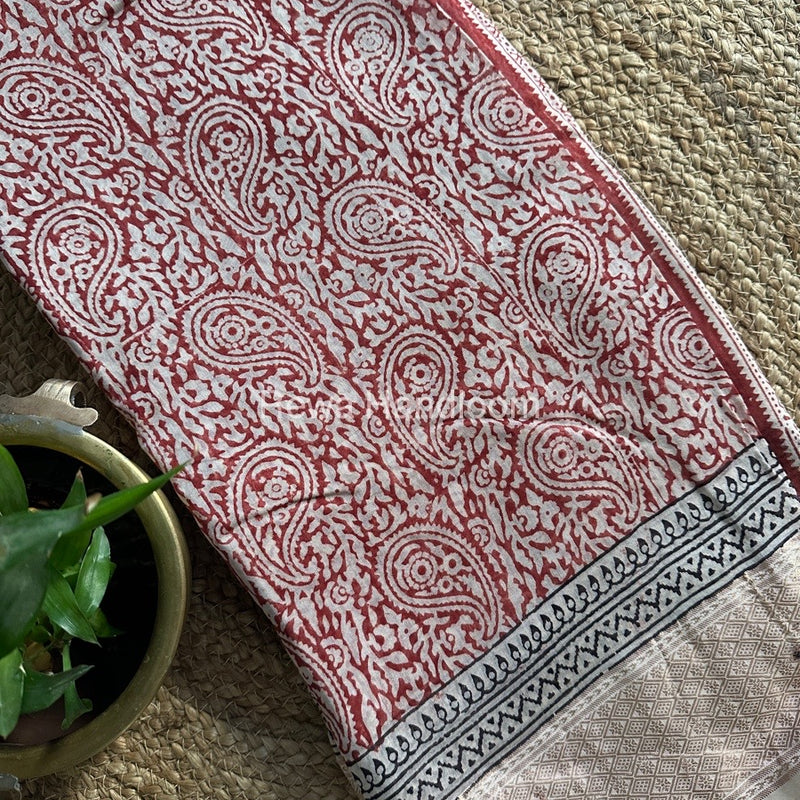 Maheshwari White Bagh Print Saree BPSS031