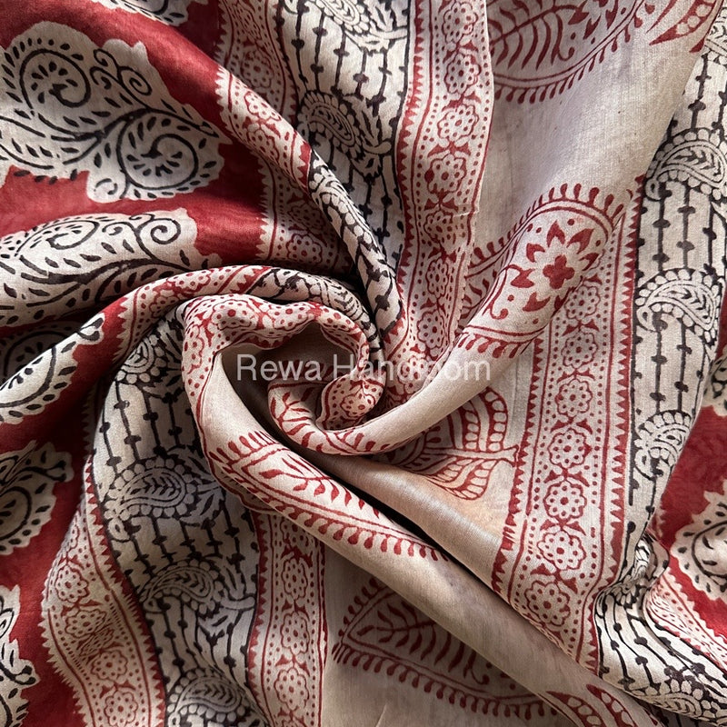Maheshwari White Bagh Print Saree BPSS031
