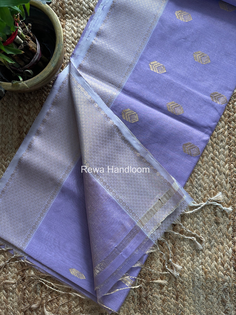 Maheshwari Lavender Tissue Silk Saree TFB026