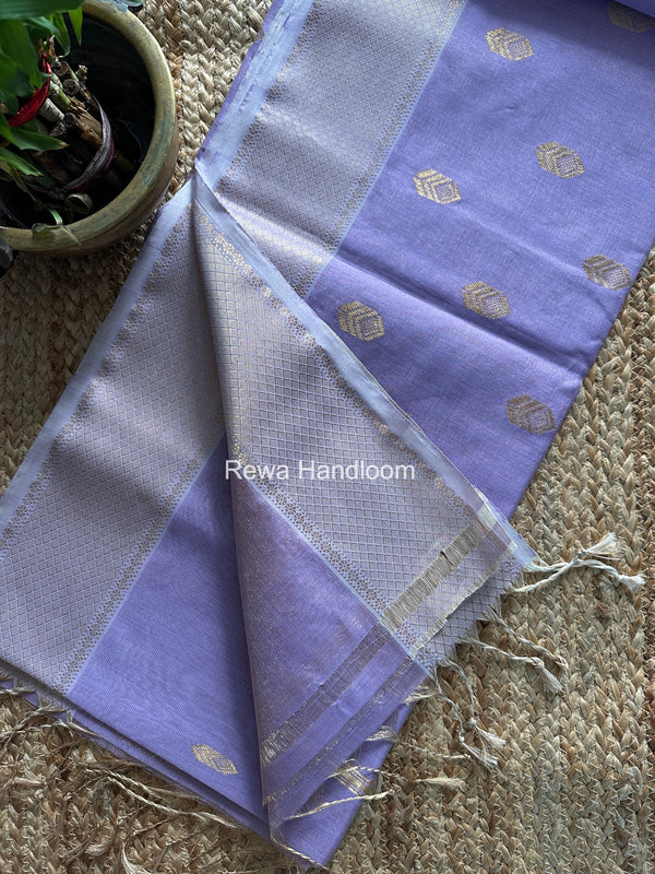 Maheshwari Lavender Tissue Silk Saree TFB026