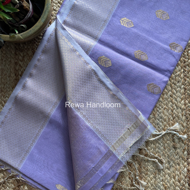 Maheshwari Lavender Tissue Silk Saree TFB026