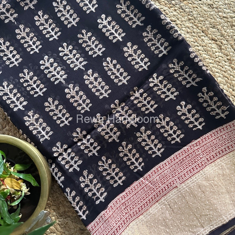 Maheshwari Black Bagh Print Saree BPSS049