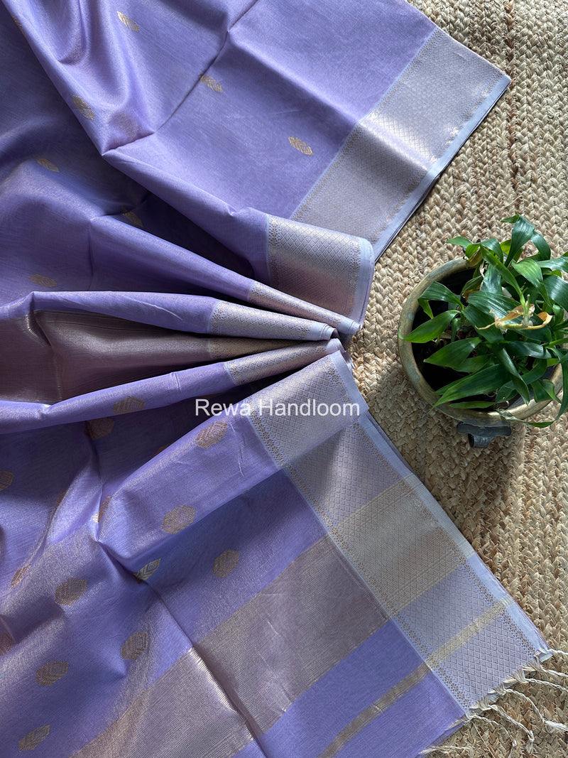 Maheshwari Lavender Tissue Silk Saree TFB026