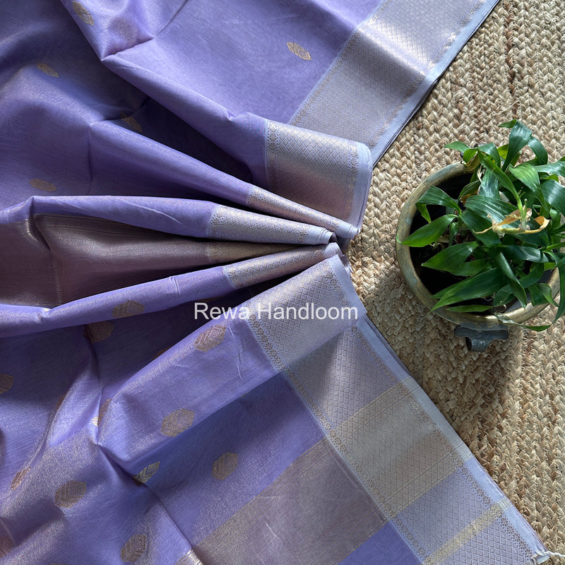 Maheshwari Lavender Tissue Silk Saree TFB026