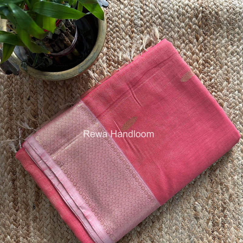 Maheshwari Pink Tissue Silk Saree TFB024