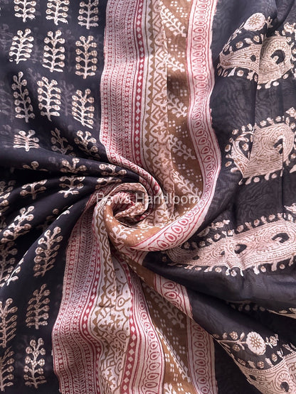 Maheshwari Black Bagh Print Saree BPSS049