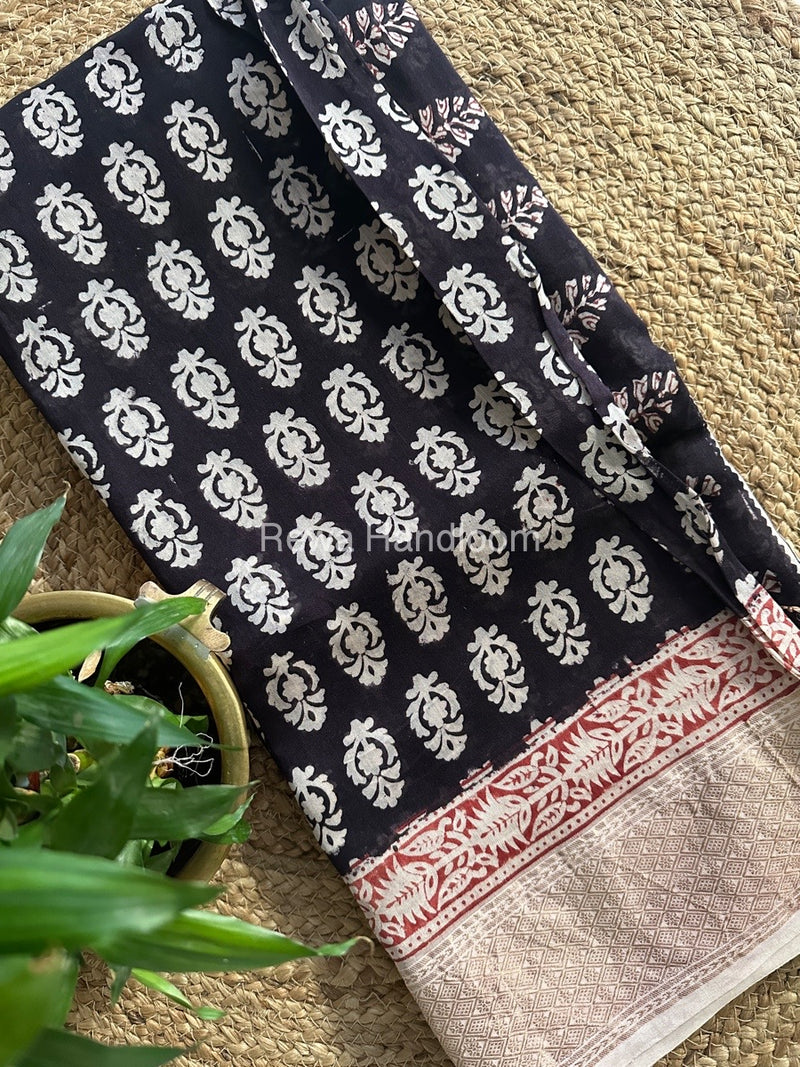 Maheshwari Black Bagh Print Saree BPSS071