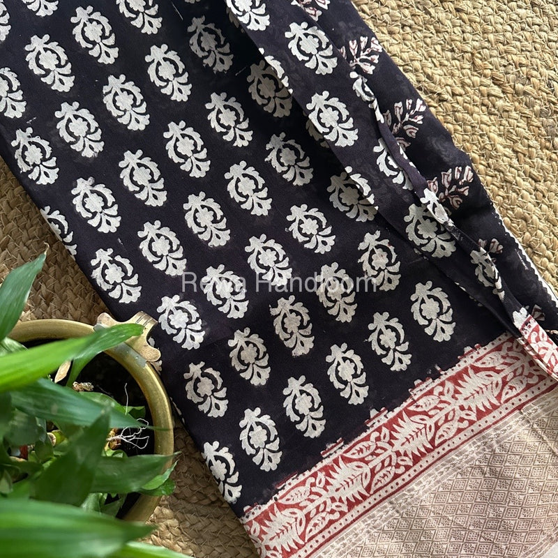 Maheshwari Black Bagh Print Saree BPSS071