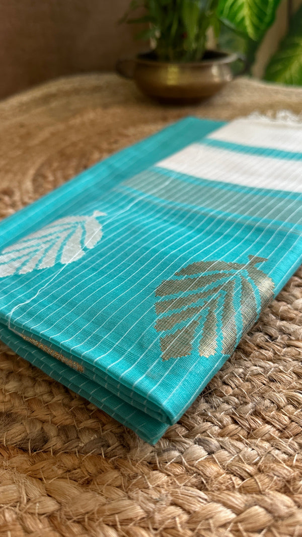 Maheshwari Sea Green - White Katan Top Dupatta Sets
