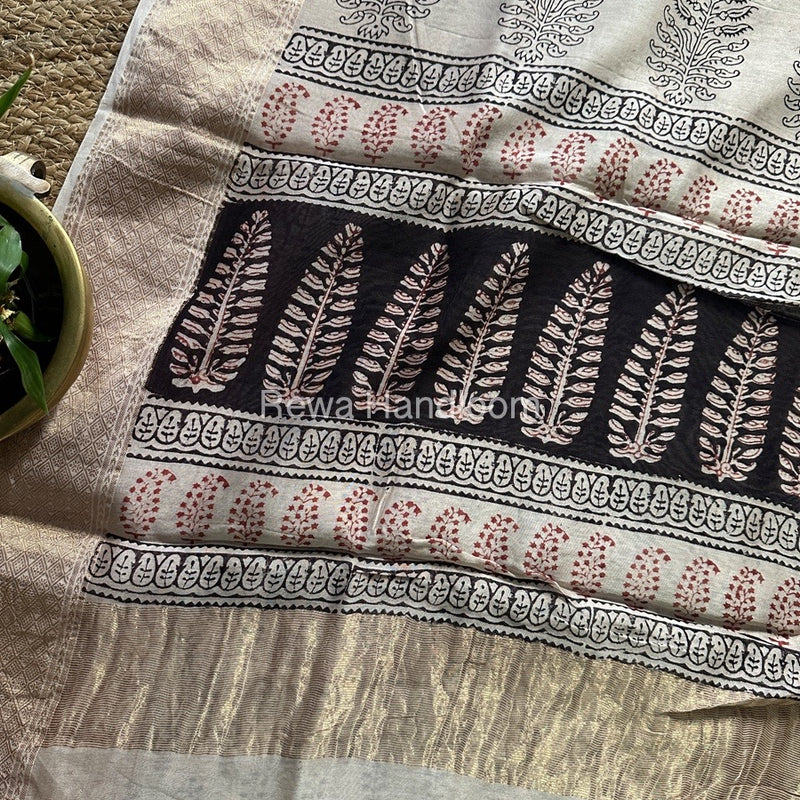 Maheshwari Black Bagh Print Saree BPSS071