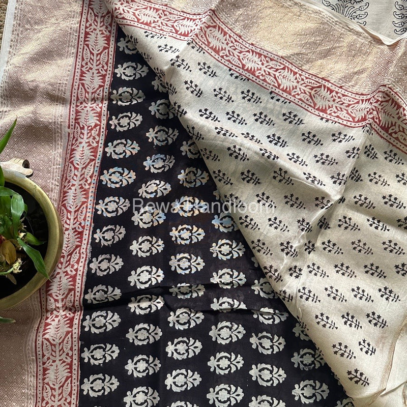Maheshwari Black Bagh Print Saree BPSS071