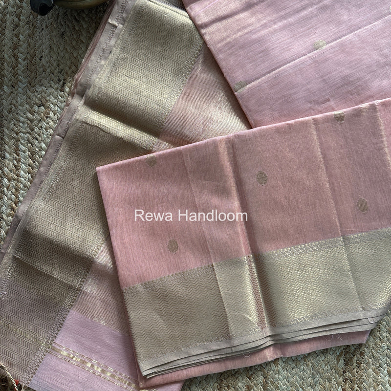Maheshwari Pink Tissue Butti Saree TBBS0118