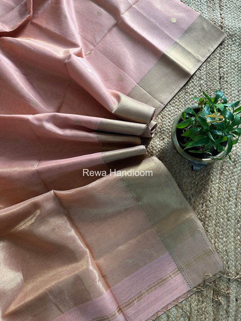 Maheshwari Pink Tissue Butti Saree TBBS0118