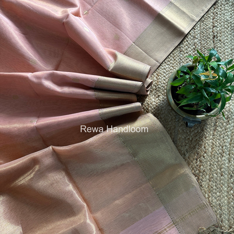 Maheshwari Pink Tissue Butti Saree TBBS0118