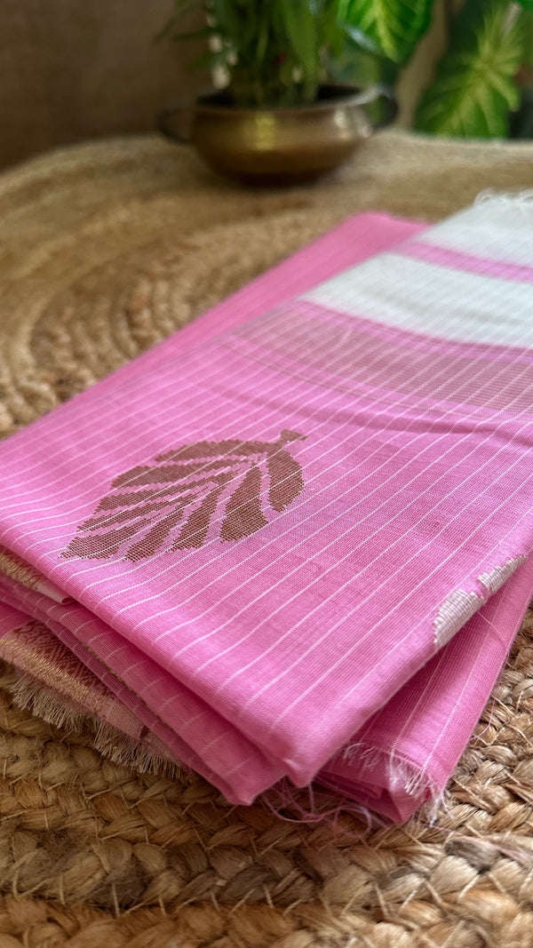 Maheshwari Pink - White Katan Top Dupatta Sets