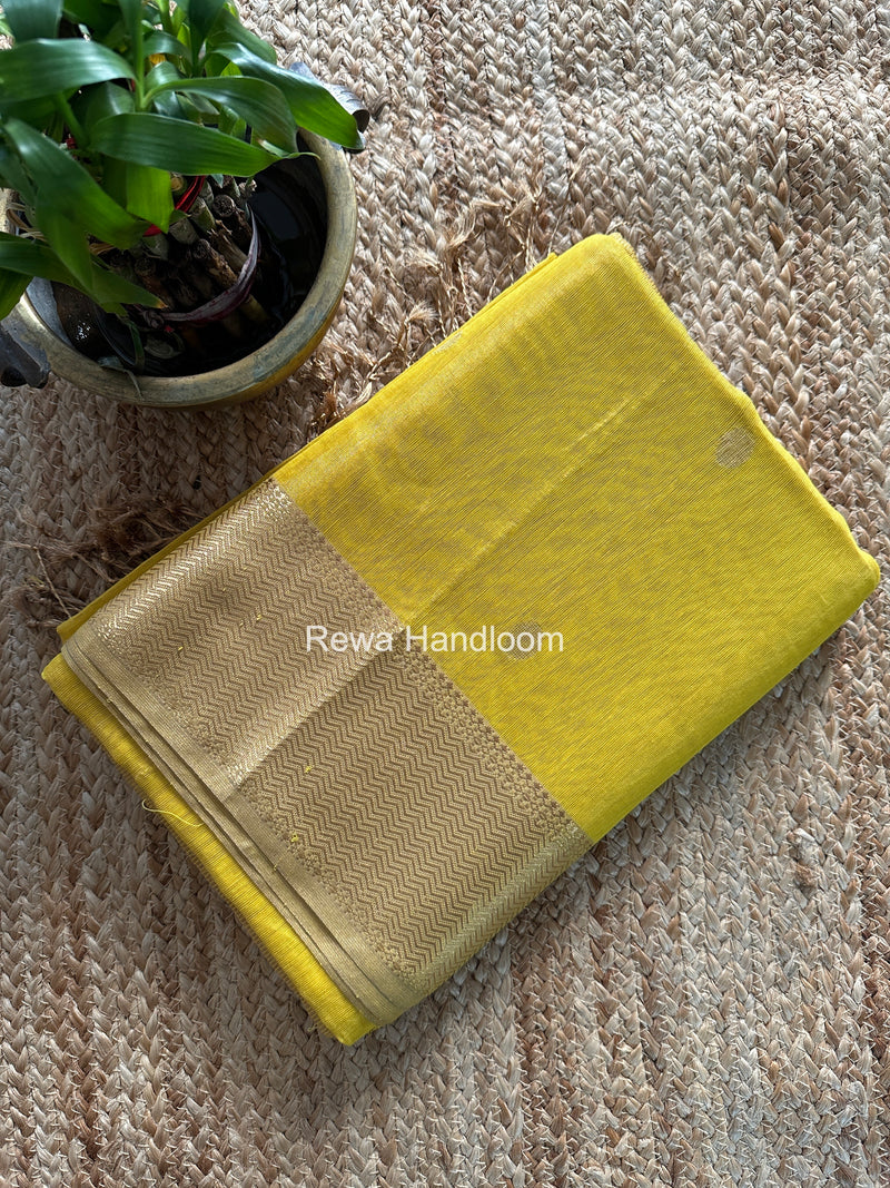 Maheshwari Yellow Tissue Butti Saree TBBS0119