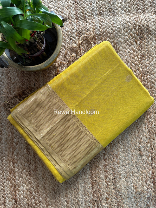 Maheshwari Yellow Tissue Butti Saree TBBS0119