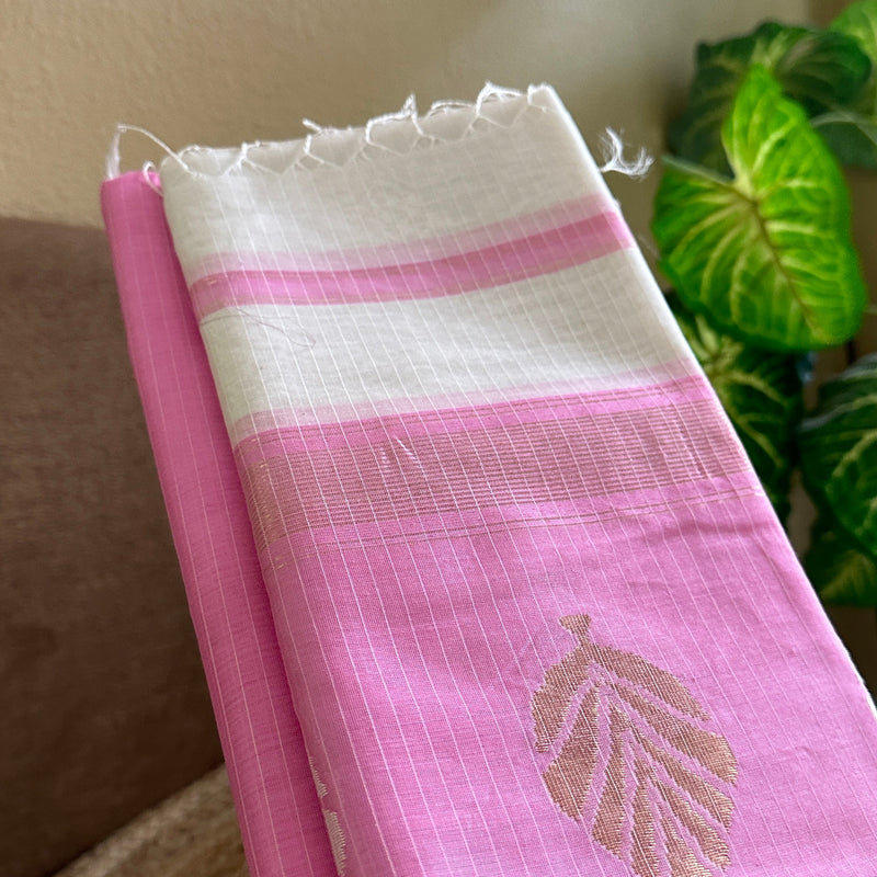 Maheshwari Pink - White Katan Top Dupatta Sets