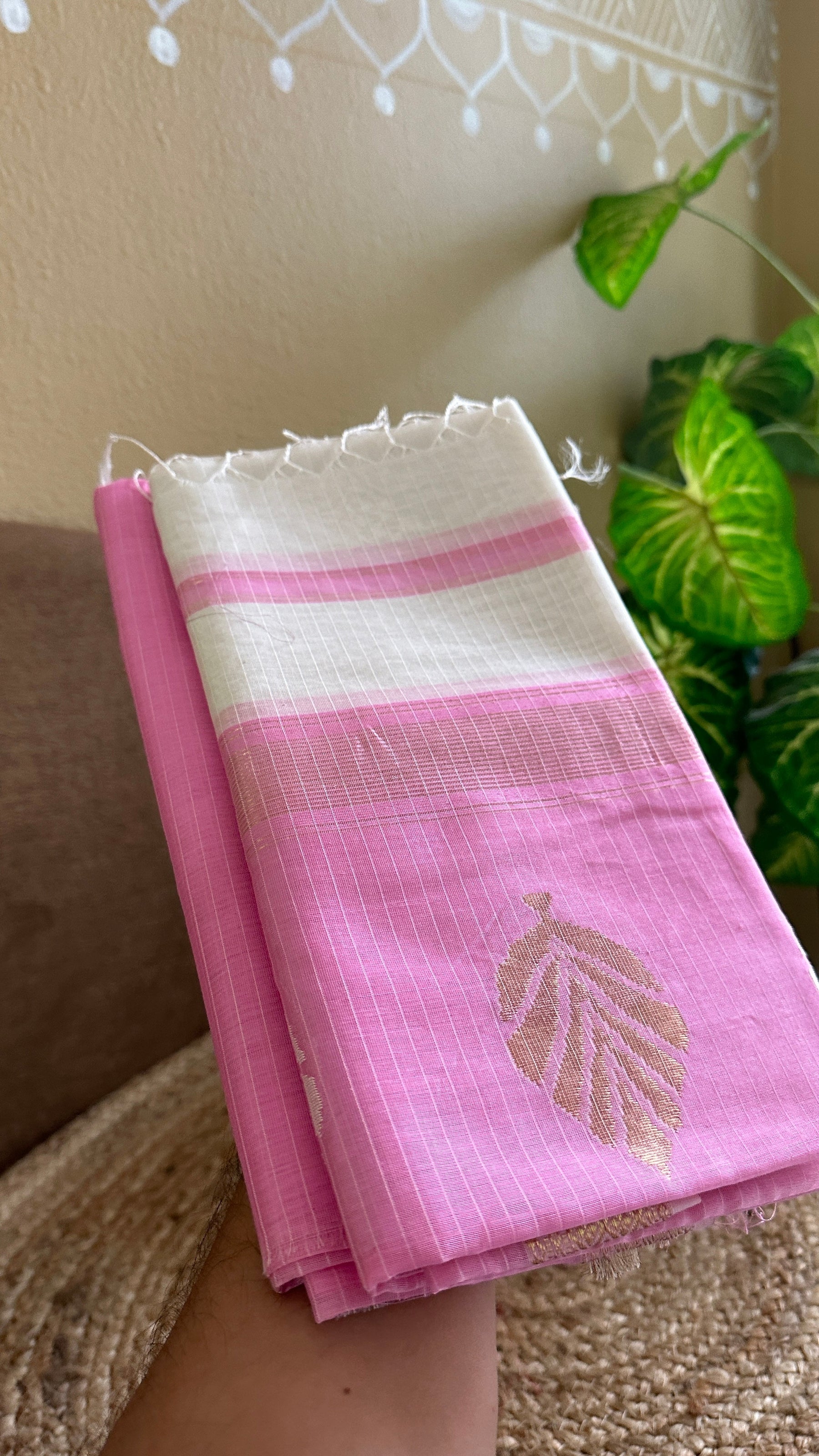 Maheshwari Pink - White Katan Top Dupatta Sets
