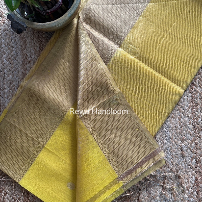 Maheshwari Yellow Tissue Butti Saree TBBS0119