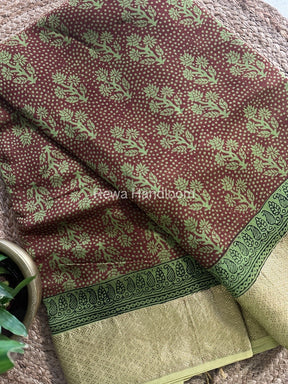 Maheshwari Dark Red Bagh Print Saree BPSS028