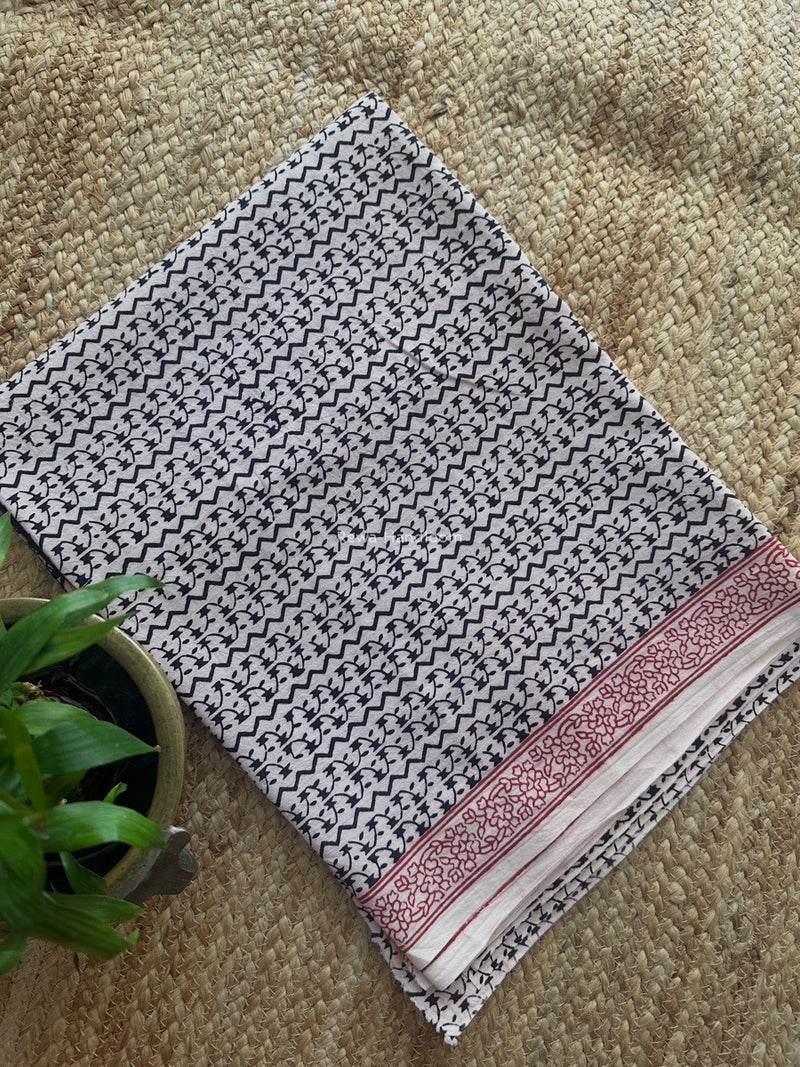 Black-White Bagh Print Cotton Suit KDS06