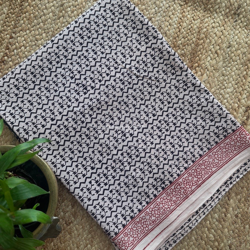 Black-White Bagh Print Cotton Suit KDS06