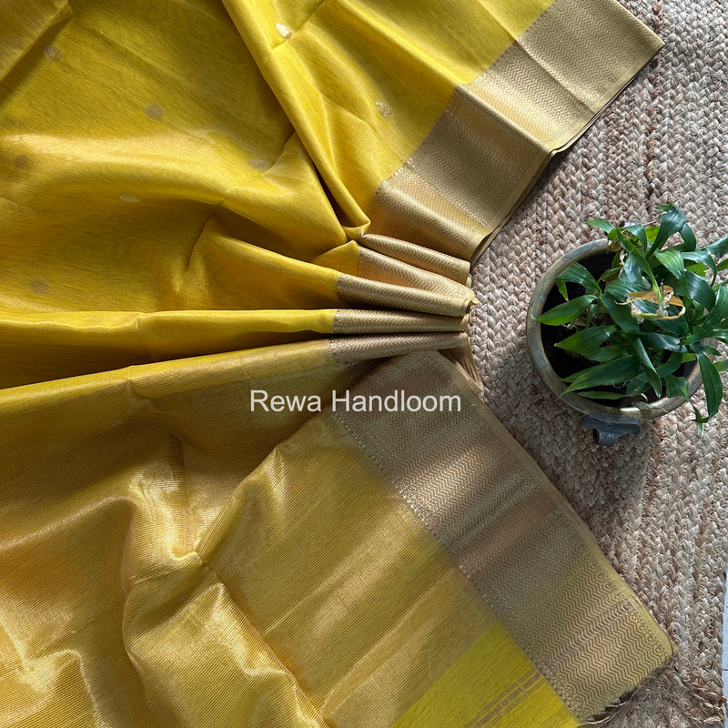 Maheshwari Yellow Tissue Butti Saree TBBS0119