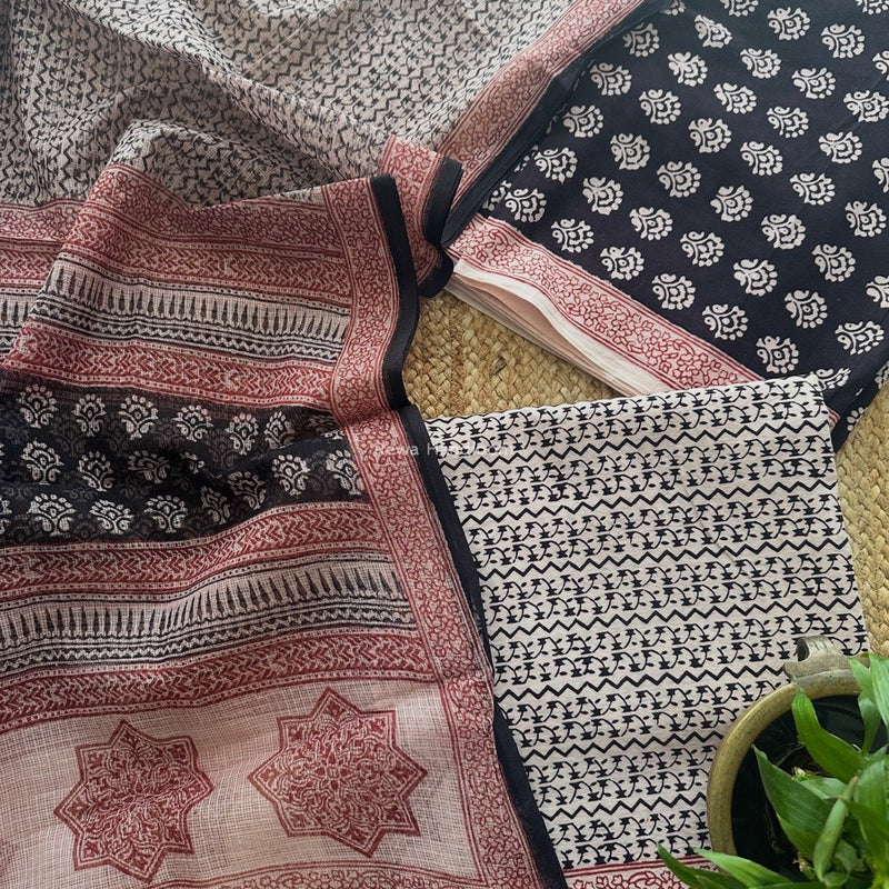 Black-White Bagh Print Cotton Suit KDS06