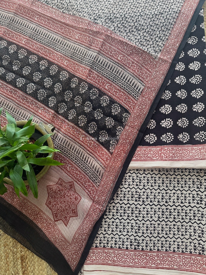 Black-White Bagh Print Cotton Suit KDS06