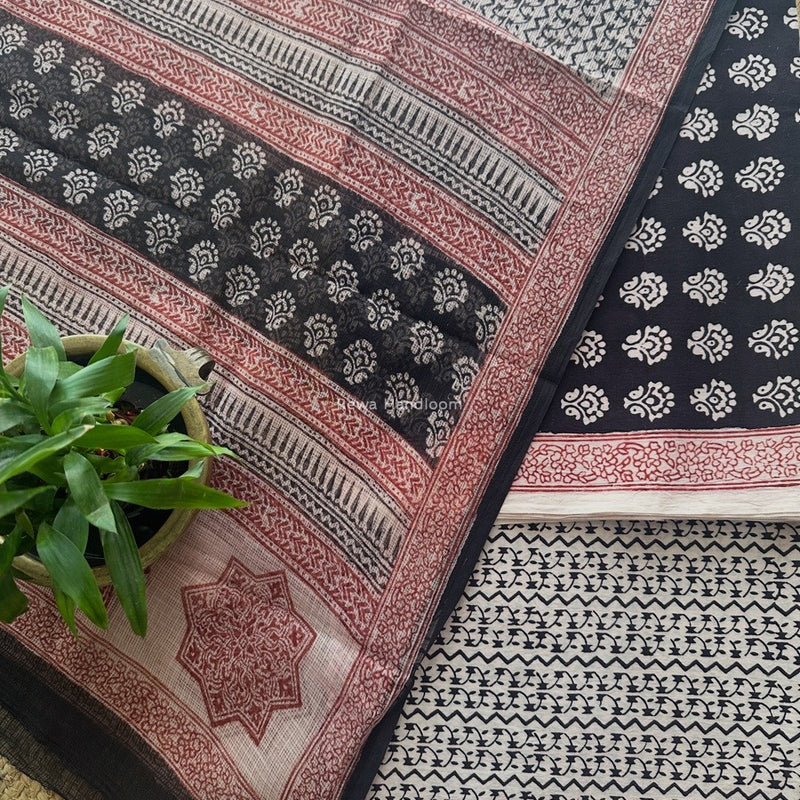 Black-White Bagh Print Cotton Suit KDS06