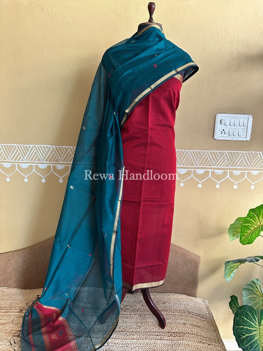 Maheshwari Patti Butti Top-Dupatta Set