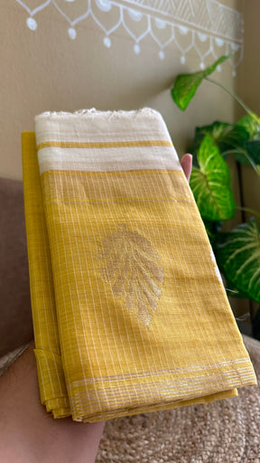 Maheshwari Yellow - White Katan Top Dupatta Sets