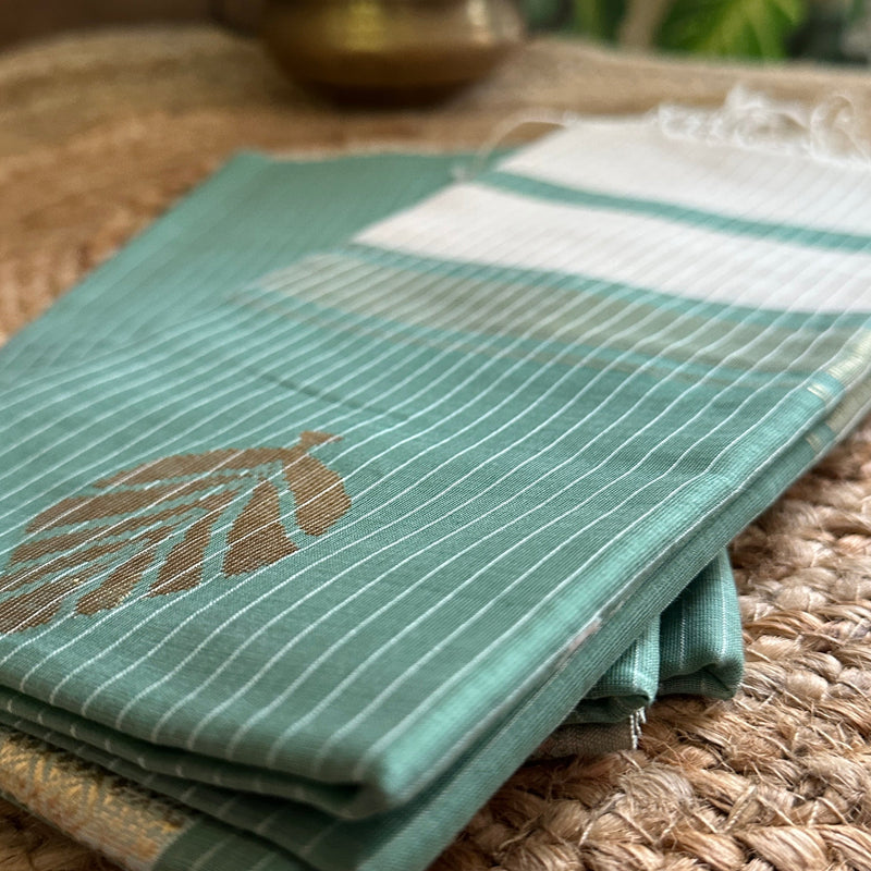 Maheshwari Sea Green - White Katan Top Dupatta Sets